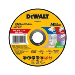 Přímo Od Výrobce DeWALT DT20595 Multimateriálový řezný kotouč 125 x 22,2 x 1,0 mm, na řezání nerezu, oceli, hliníku, PVC, keramiky, zdiva