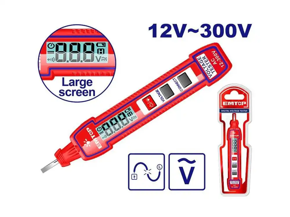 Zlevněný Bezkontaktní detektor střídavého napětí AC 12–300V LED ETPL33001 EMTOP