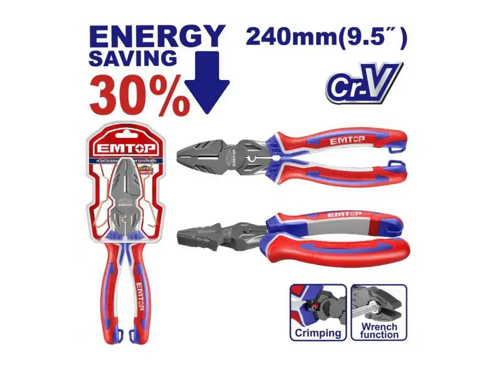 Kleště kombinované 240 mm (úspora síly 30%) EPLRC0921 EMTOP Cenová Bomba