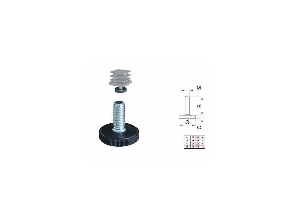Ucpávka - regulační šroub černý M10x35+6,5/d25mm Koupit Online