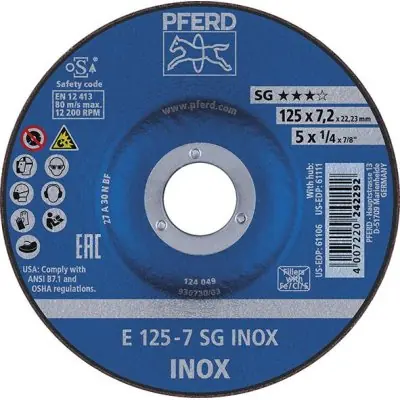 Přímo Od Výrobce Hrubovací kotouč, prohnutý pro V2A A30NSG 230x7,2mm PFERD 62223632