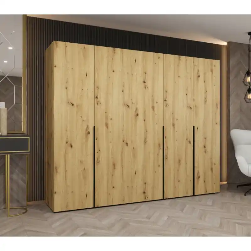 Akce Šatní skříň 250 cm BETULA - dub artisan / černá