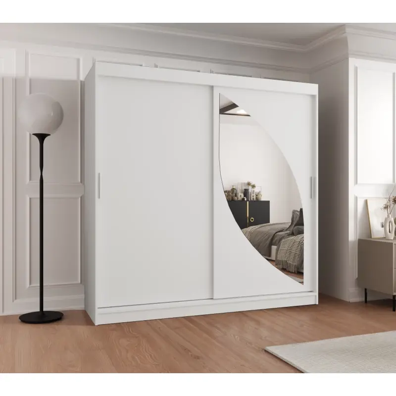 Ověřený Šatní skříň 200 cm SUDENA s posuvnými dveřmi - bílá