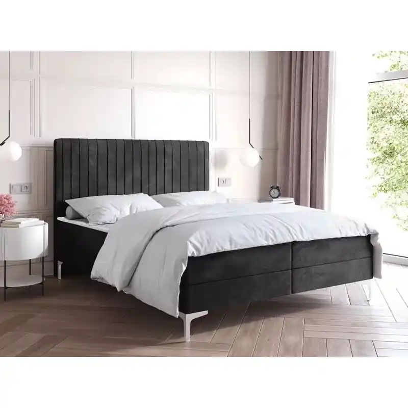Vrácení Zdarma Kontinentální postel 140x200 HACINA s úložným prostorem - černá