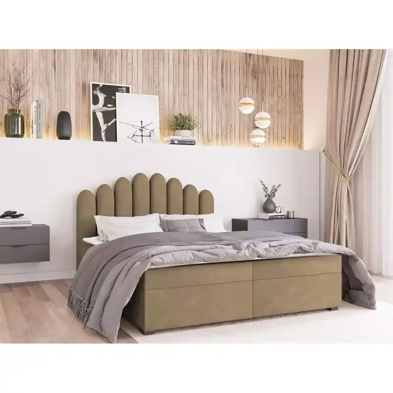 Víkendová Akce Jednolůžková boxspringová postel 90x200 SALIMA - hnědá