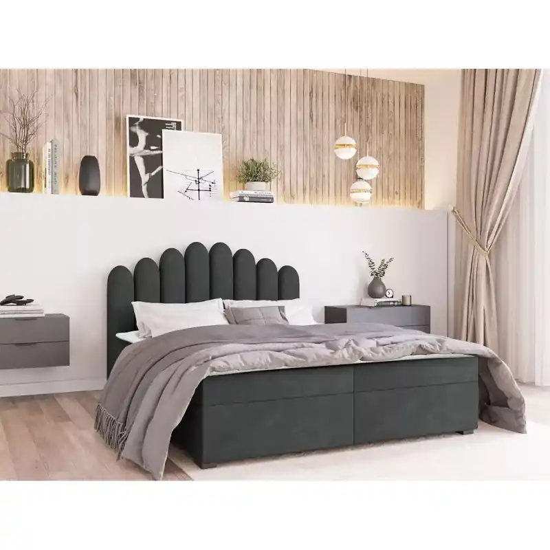 Autentický Jednolůžková boxspringová postel 90x200 SALIMA - šedá