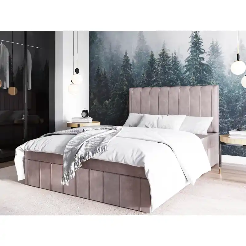 Objednat Nyní Čalouněná postel 180x200 HAKIMA s úložným prostorem - světle béžová