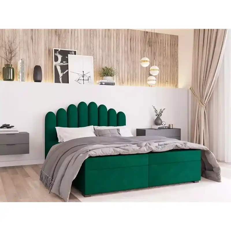 Super Cena Jednolůžková boxspringová postel 120x200 SALIMA - lahvově zelená