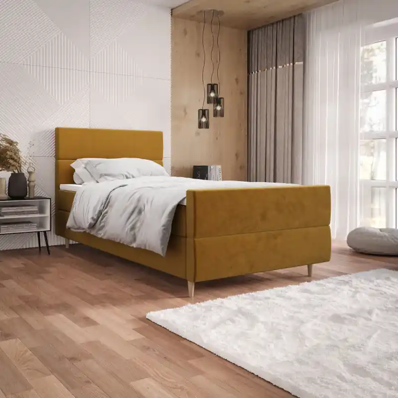 Poslední Šance Kontinentální jednolůžková postel 100x200 ANGELES PLUS 1 - hořčicová