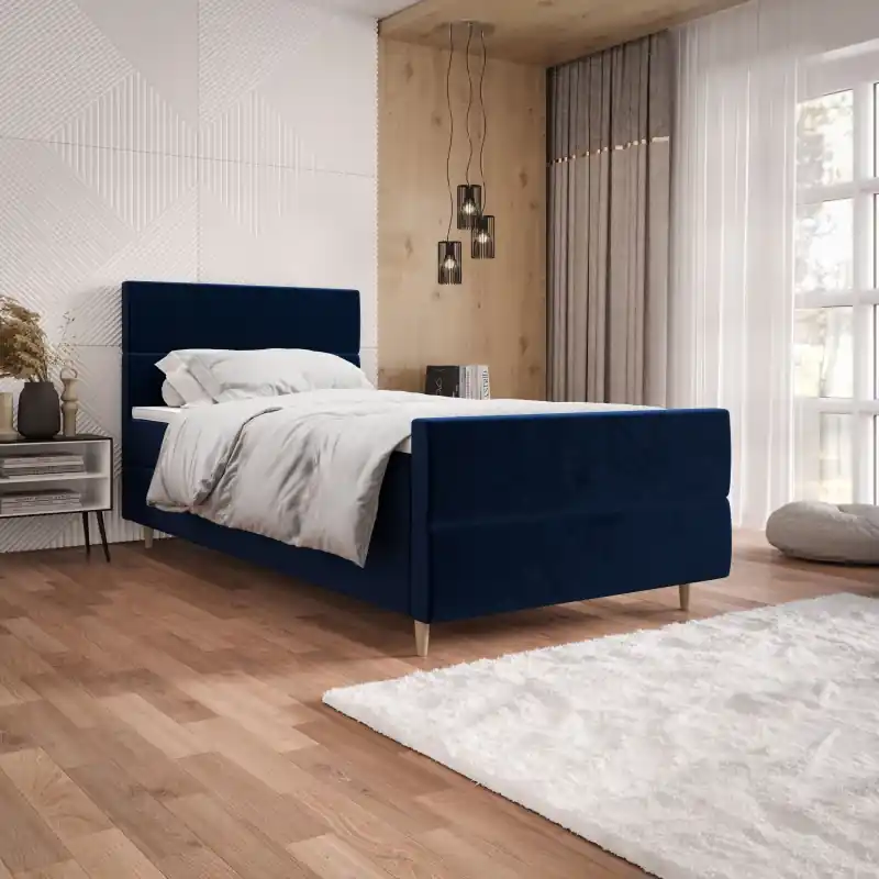 Kontinentální jednolůžková postel 100x200 ANGELES PLUS 1 - tmavě modrá Vysoce Kvalitní