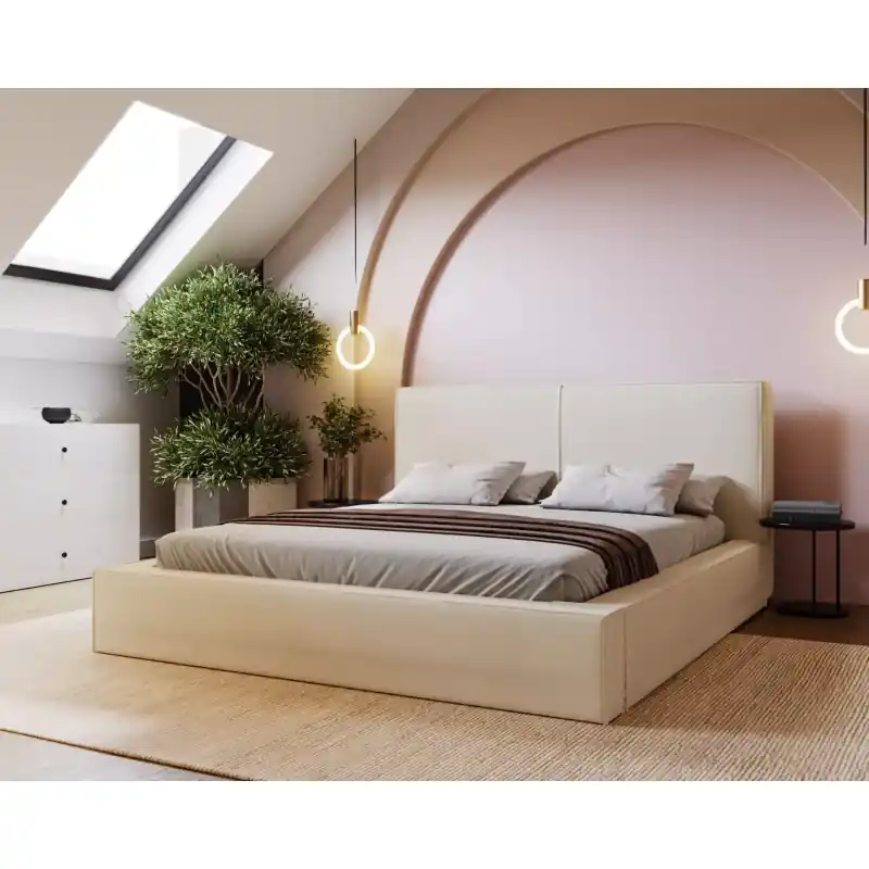 Jednoduchá čalouněná postel 160x200 NIDIA - vanilková Nová Kolekce