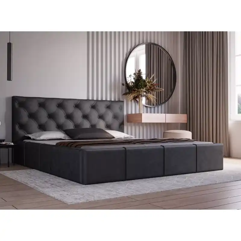 Elegantní čalouněná postel 200x200 NURIA - černá Cenová Bomba