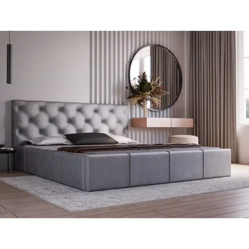 Víkendová Akce Elegantní čalouněná postel 200x200 NURIA 2 - šedá
