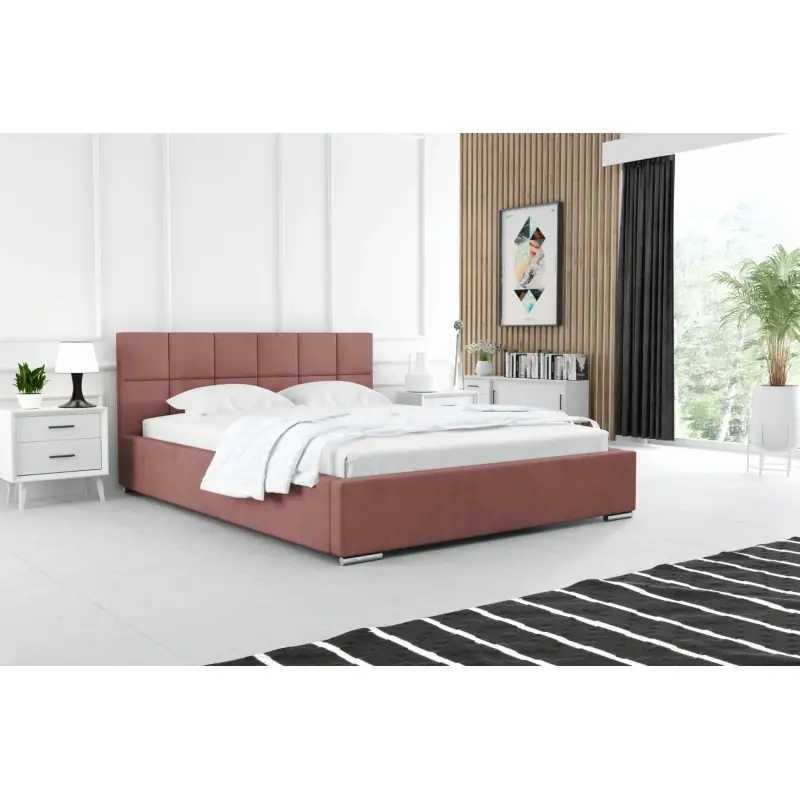 Moderní čalouněná postel 200x200 RUBINA - růžová Vrácení Zdarma