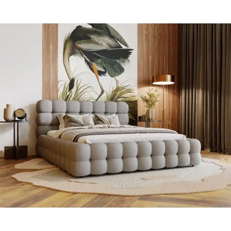 Bezpečná Platba Manželská postel 140x200 MAFALDA - světle šedá
