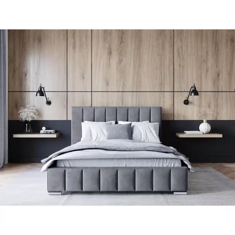 Finální Výprodej Čalouněná postel 180x200 MANUELA 2 s úložným prostorem - šedá