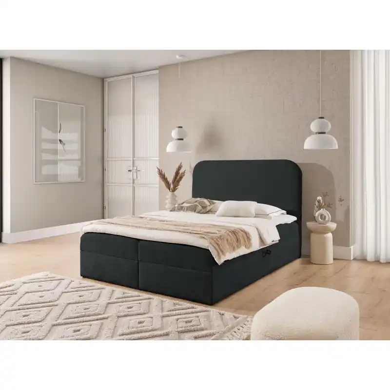 Manželská kontinentální postel 200x200 GADALUPA - černá + topper Akční Nabídka