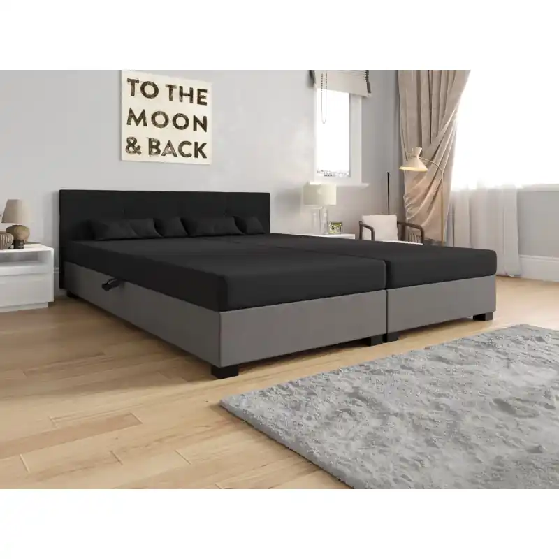 Americká postel s úložným prostorem 140x200 ROSIE 16 - tmavě šedá / tmavě béžová Sezónní Sleva