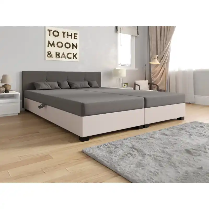 Americká postel s úložným prostorem 160x200 ROSIE 15 - tmavě béžová / ecru Tovární Cena