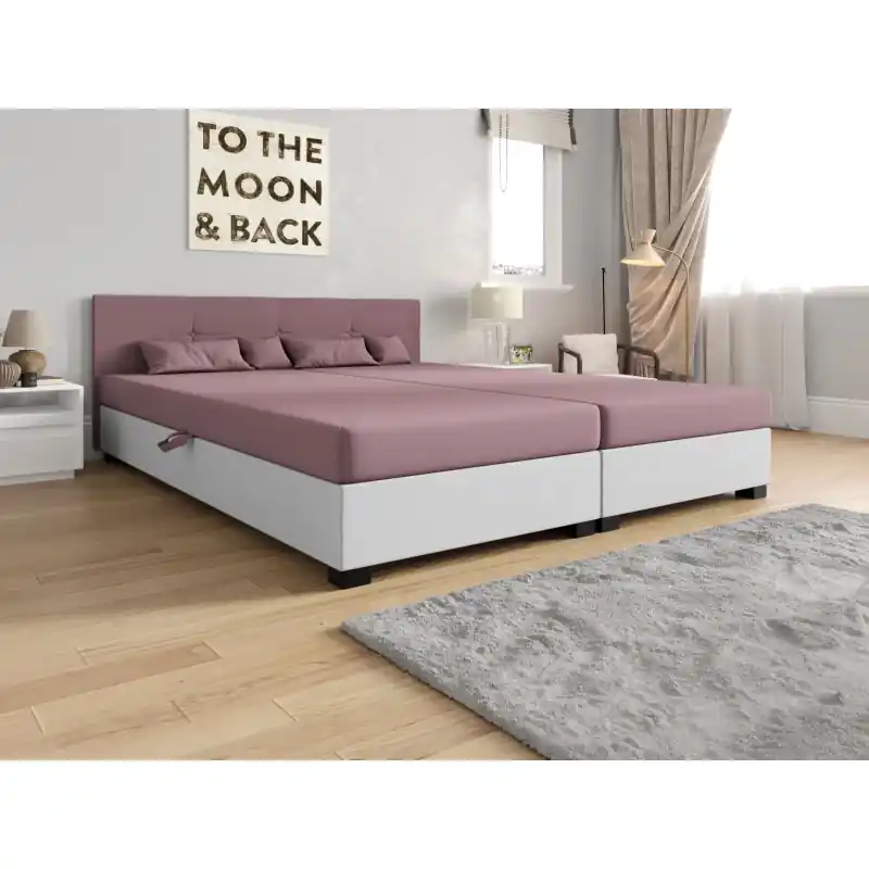 Americká postel s úložným prostorem 140x200 ROSIE 15 - růžová / bílá Výhodná Nabídka