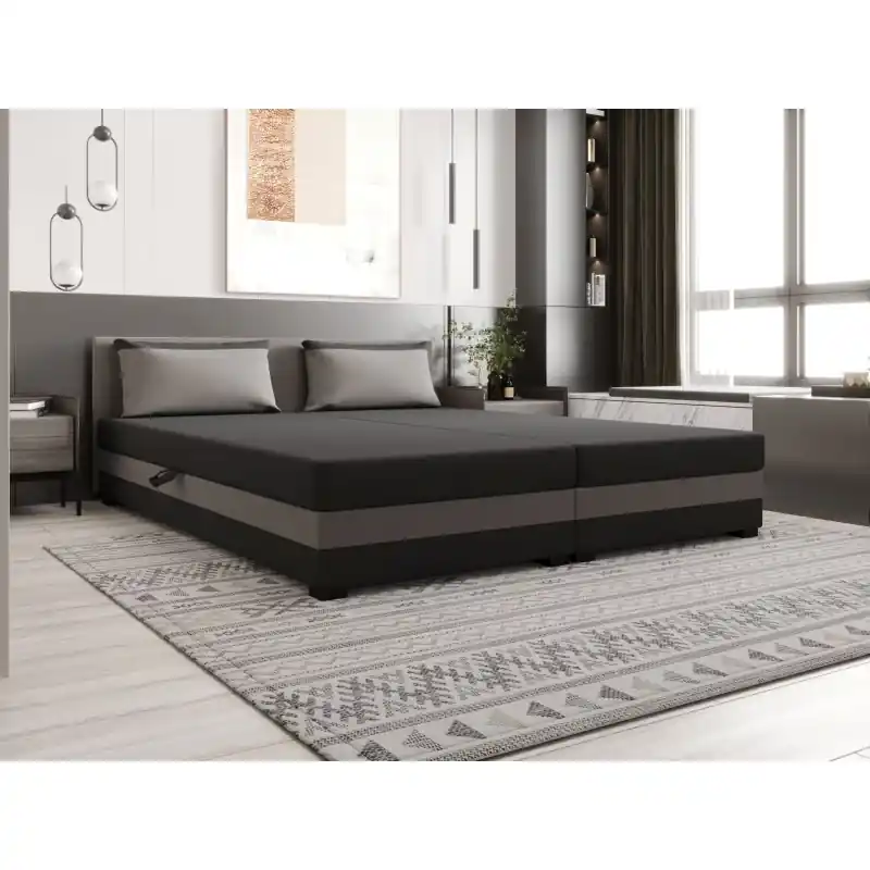 Kontinentální manželská postel 180x200 ROSIE 14 - tmavě šedá / tmavě béžová Autentický