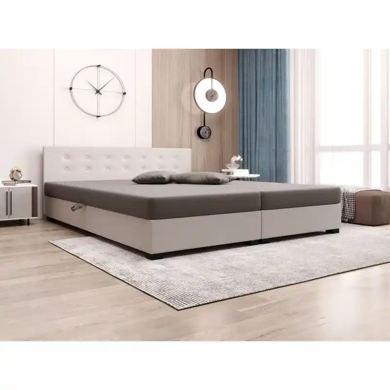 Manželská postel s úložným prostorem 180x200 ROSIE 12 - tmavě hnědá / ecru Ihned K Objednání