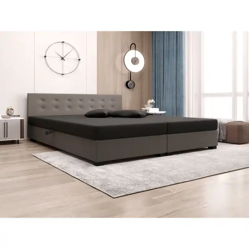 Manželská postel s úložným prostorem 180x200 ROSIE 12 - tmavě šedá / tmavě hnědá Bezpečná Platba