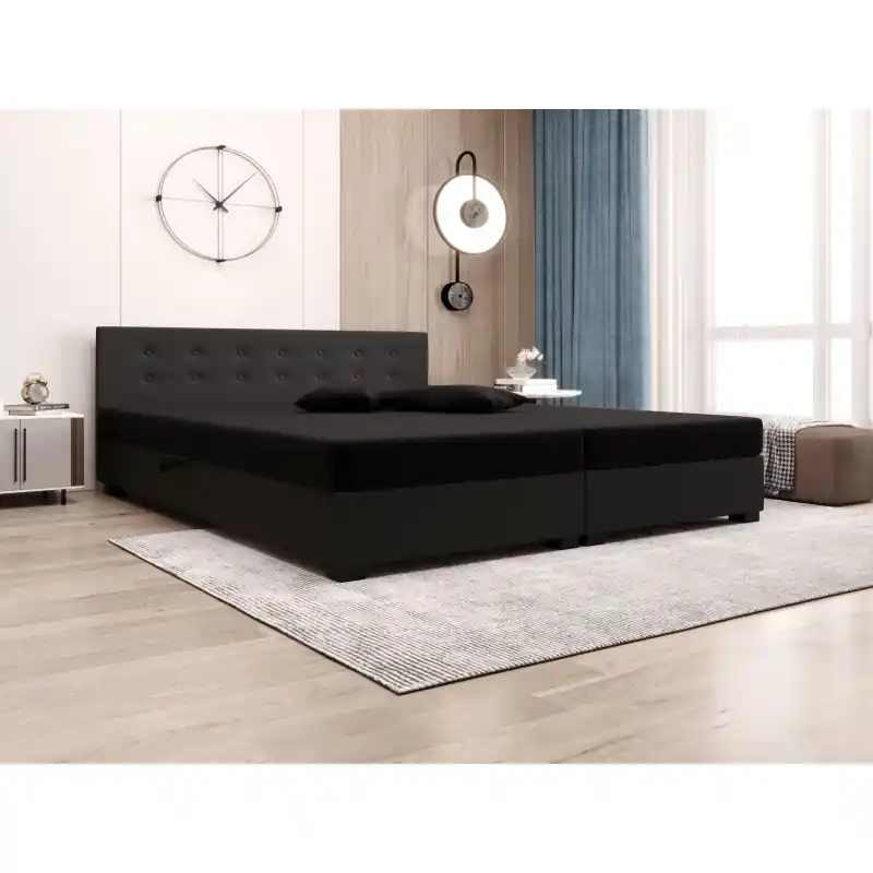 Zlevněný Manželská postel s úložným prostorem 140x200 ROSIE 12 - černá / tmavě šedá