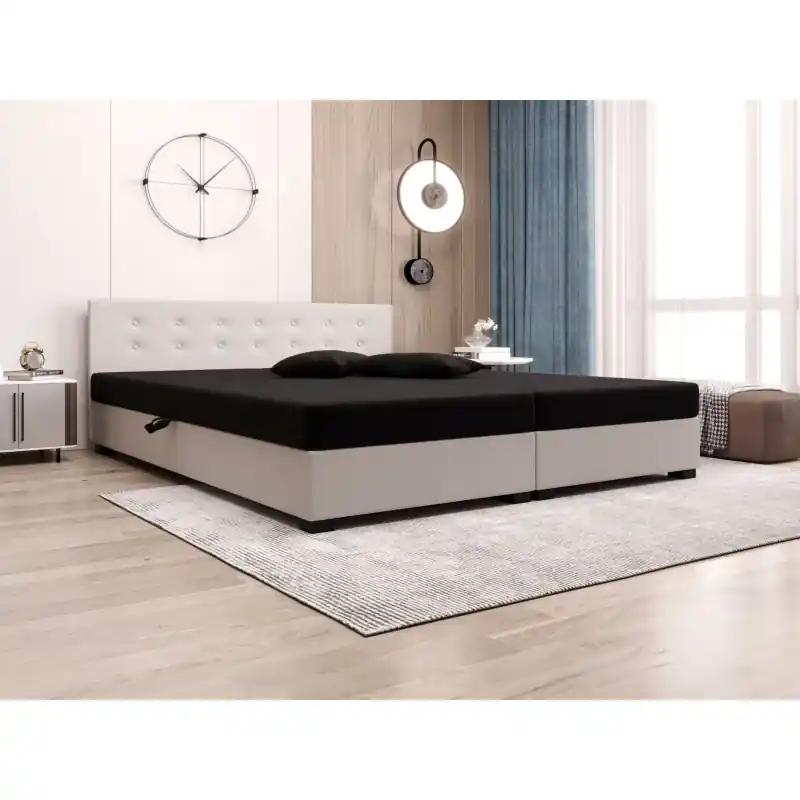 Manželská postel s úložným prostorem 140x200 ROSIE 12 - černá / ecru Finální Výprodej