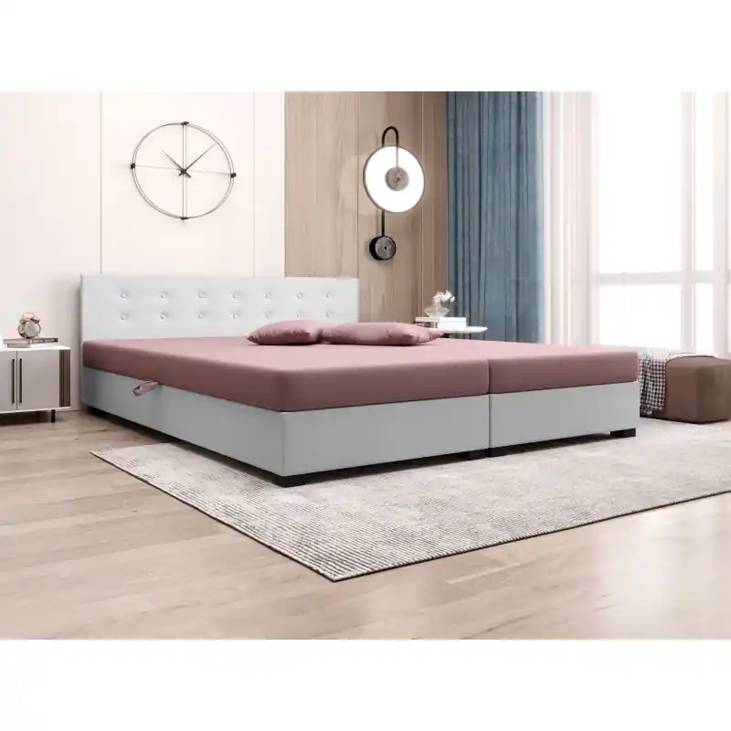 Dokud Zásoby Vydrží Manželská postel s úložným prostorem 160x200 ROSIE 11 - růžová / bílá