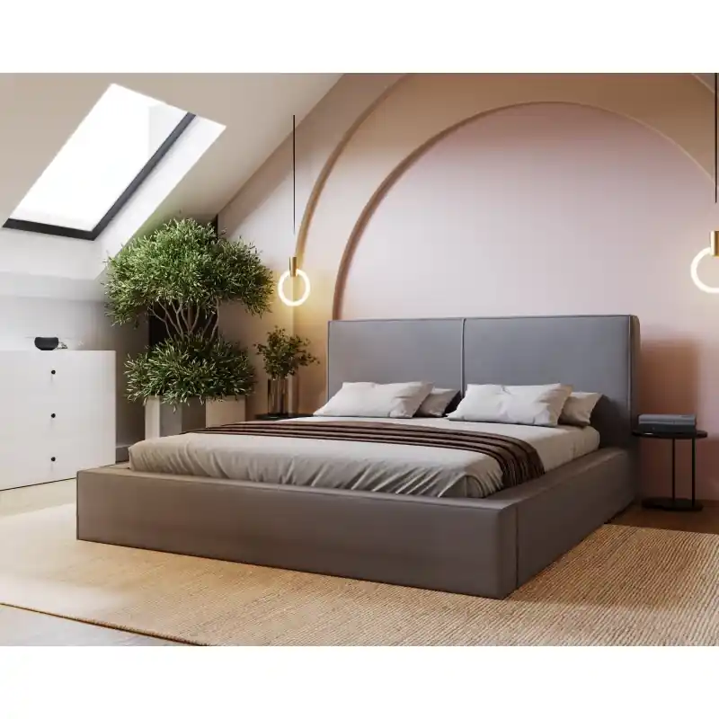 Jednoduchá čalouněná postel 180x200 NIDIA 1 s úložným prostorem - šedá Speciální Cena