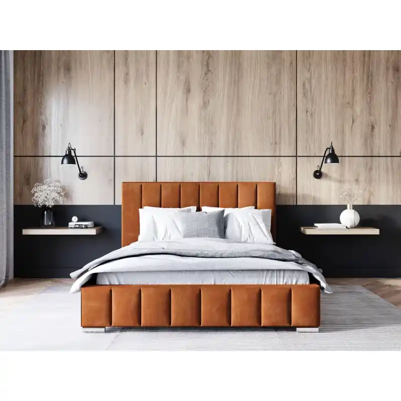 Akce Čalouněná postel 160x200 MANUELA 1 s úložným prostorem - cihlová