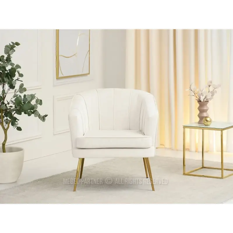 Čalouněné křeslo RUBRAS - krémové / zlaté Must-Have