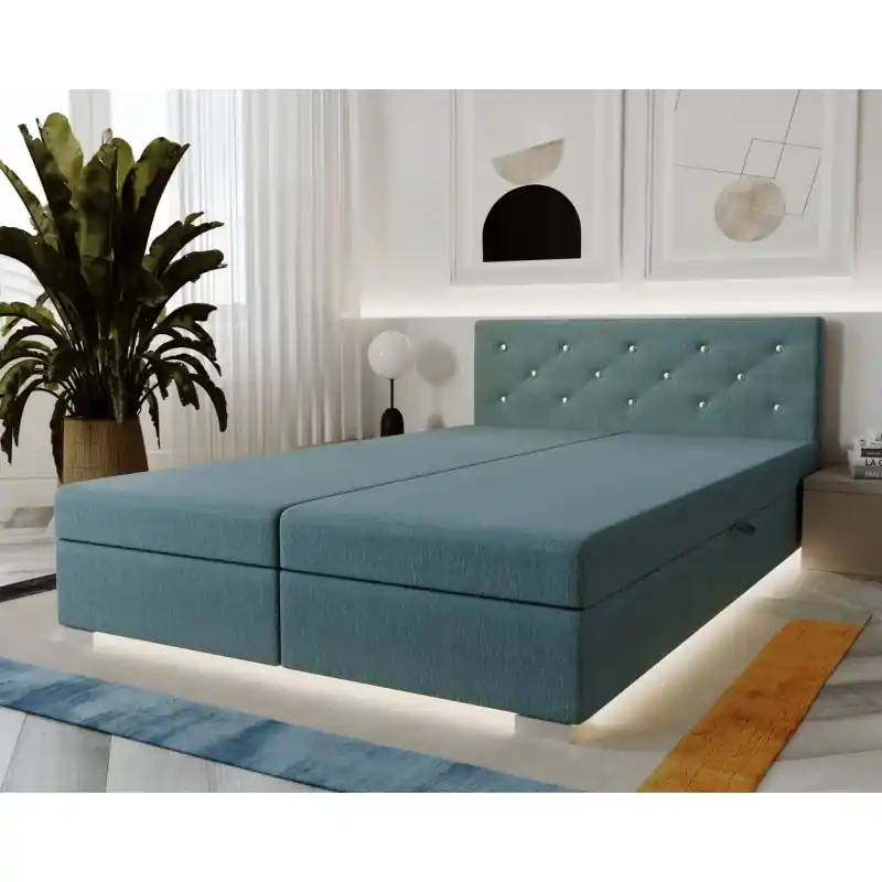 Dvoulůžková čalouněná postel 180x195 FREDERIKA 2 - modro šedá Top Prodej
