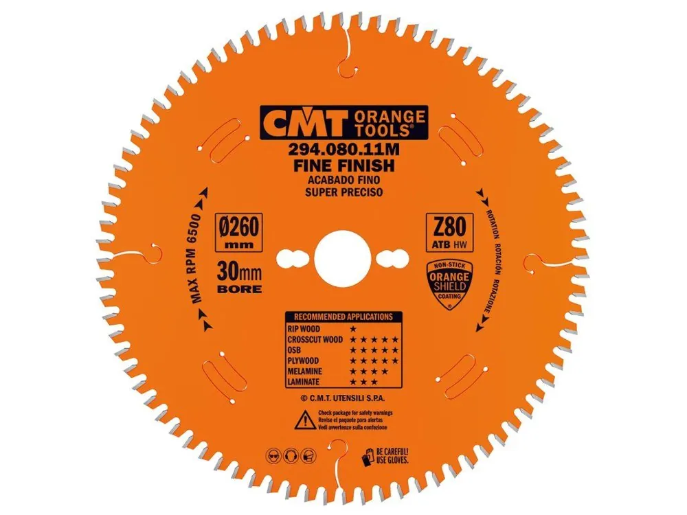 CMT Orange Pilový kotouč pro elektronářadí, finální řez - D260x2,5 d30 Z80 HW -5°Neg Hit Sezóny