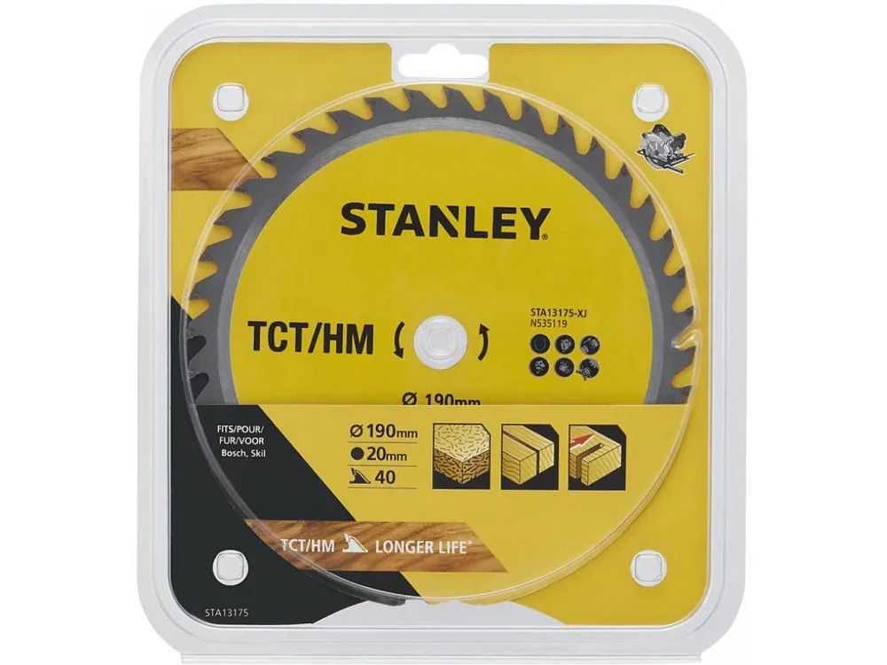 Pilový kotouč Stanley STA13175 190 x 20,0 mm x 40 zubů Výhodná Nabídka