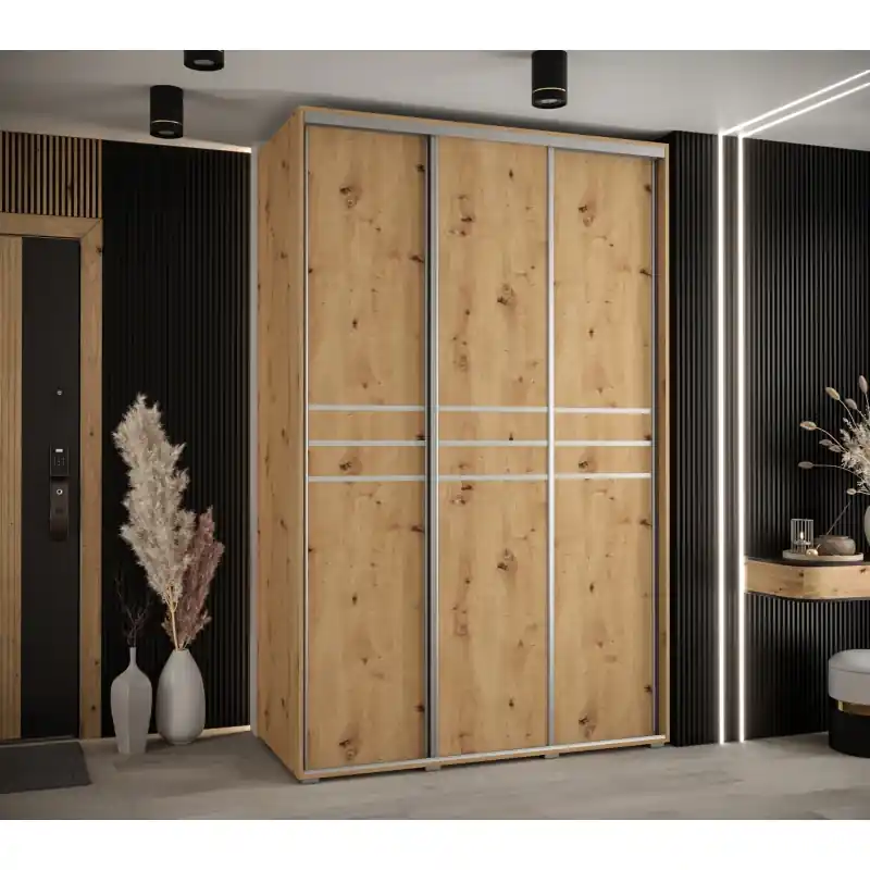 Jen Po Omezenou Doba Šatní skříň ASIRI 10 - 160/60 cm, dub artisan / stříbrná