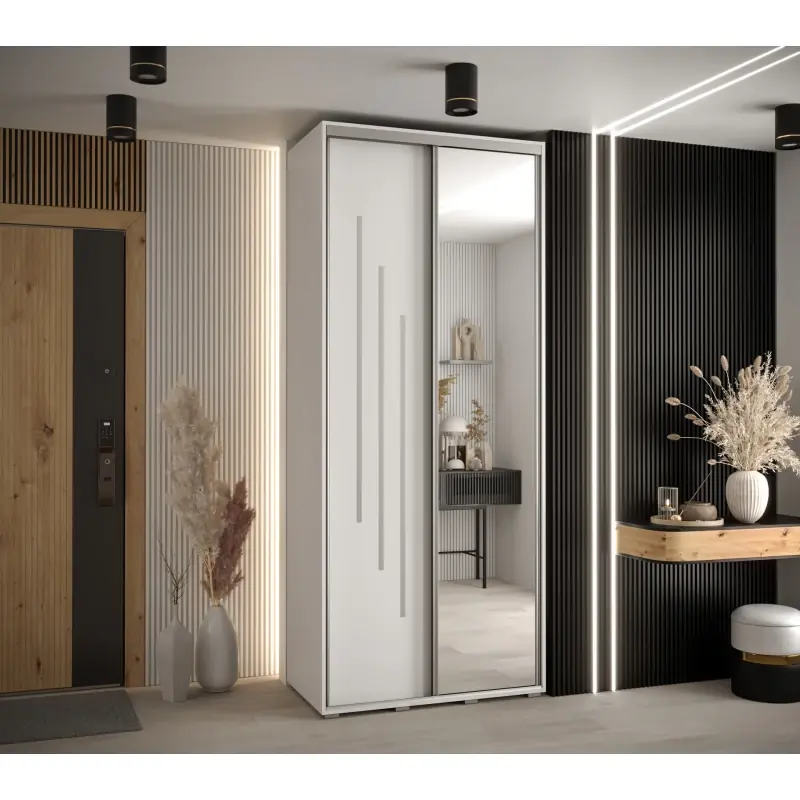 Vysoce Kvalitní Šatní skříň ASIRI 9 - 110/60 cm, bílá / stříbrná