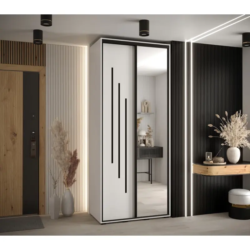 Expresní Doručení Šatní skříň ASIRI 9 - 110/60 cm, bílá / černá
