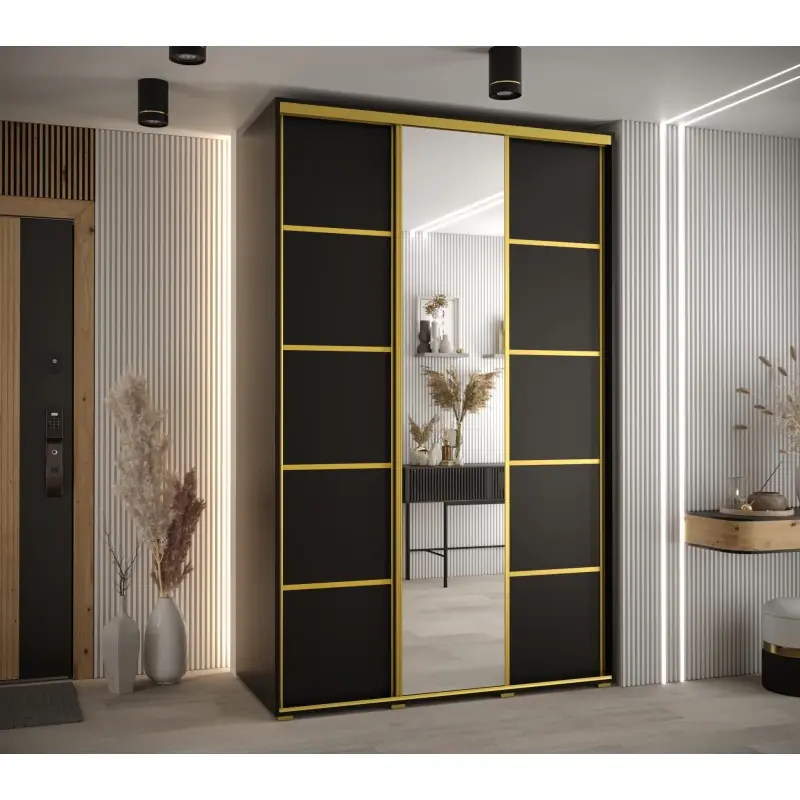Šatní skříň ASIRI 5 - 150/60 cm, černá / zlatá Top Prodej
