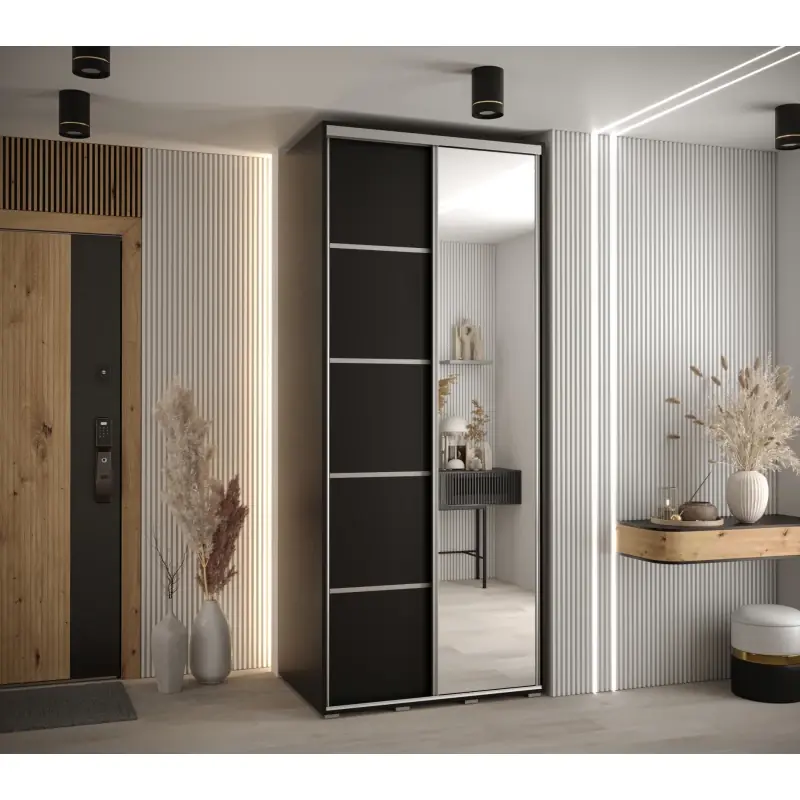 Objednat Nyní Šatní skříň ASIRI 5 - 110/60 cm, černá / stříbrná