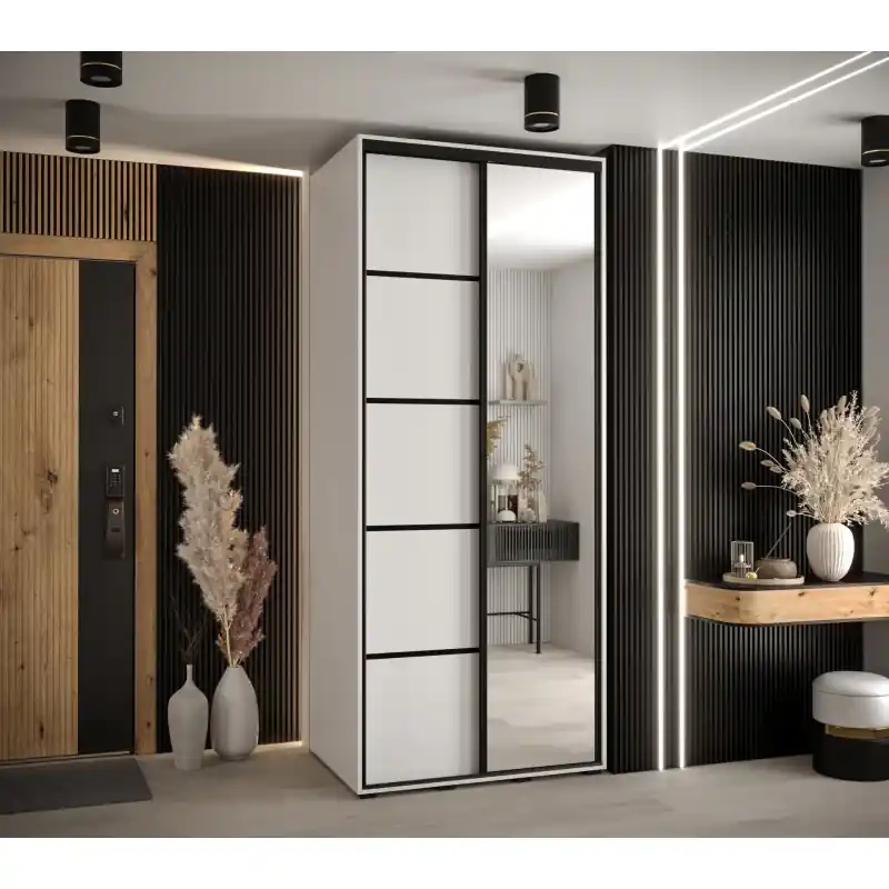 Expresní Doručení Šatní skříň ASIRI 5 - 110/60 cm, bílá / černá