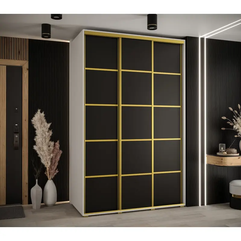 Koupit Online Šatní skříň ASIRI 4 - 150/60 cm, bílá / černá / zlatá