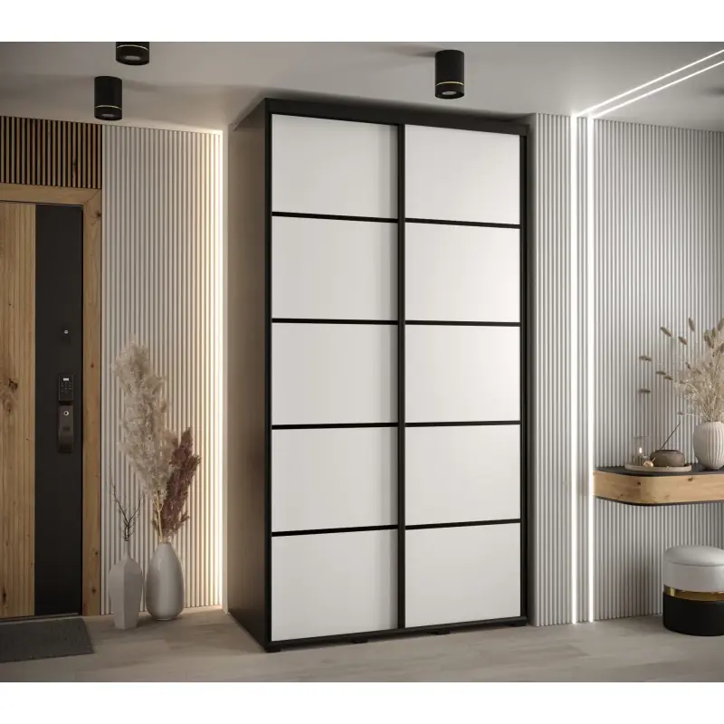 Finální Výprodej Šatní skříň ASIRI 4 - 130/60 cm, černá / bílá / černá