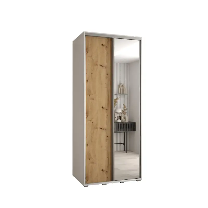 Šatní skříň ASIRI 3 - 120/60 cm, bílá / dub artisan / stříbrná Hit Sezóny