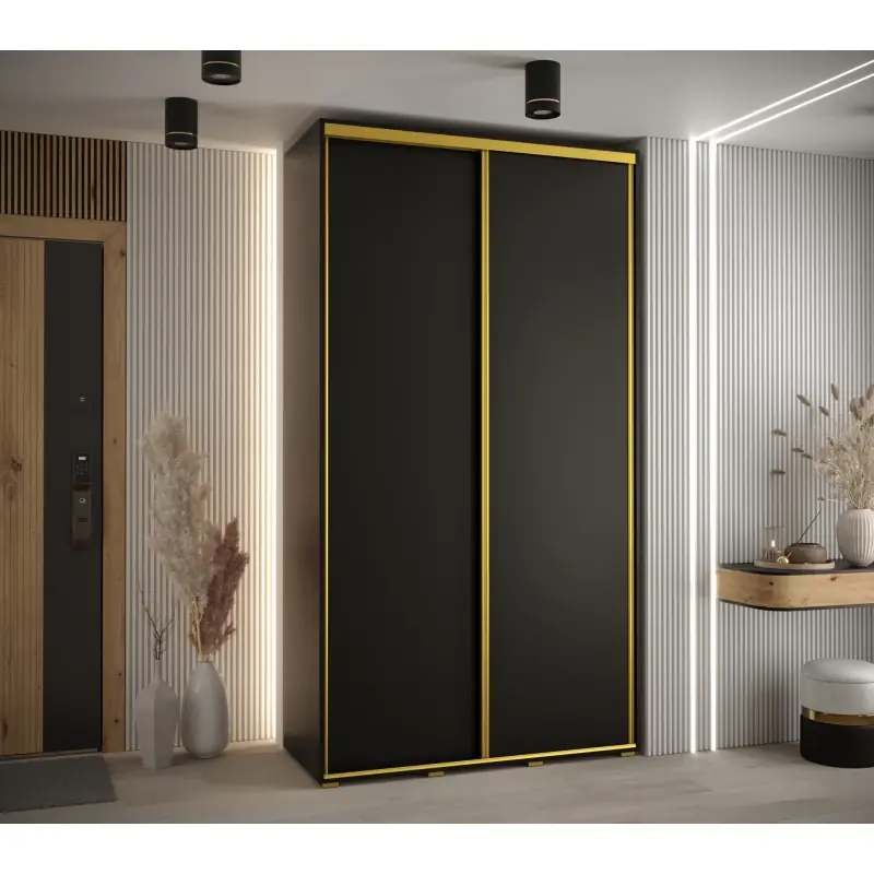 Akce Šatní skříň ASIRI 1 - 130/60 cm, černá / zlatá
