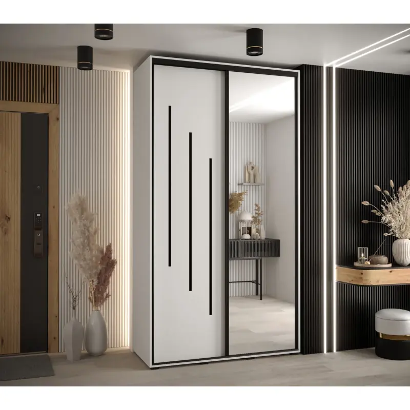 Top Prodej Šatní skříň ASIRI 9 - 130/45 cm, bílá / černá
