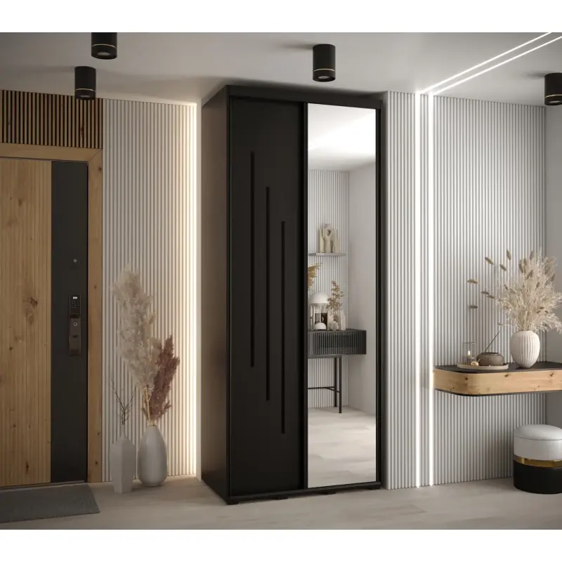 Šatní skříň ASIRI 9 - 120/45 cm, černá / černá Expresní Doručení