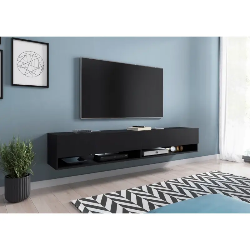Autentický TV stolek CALIBURI 180 - černý grafitový