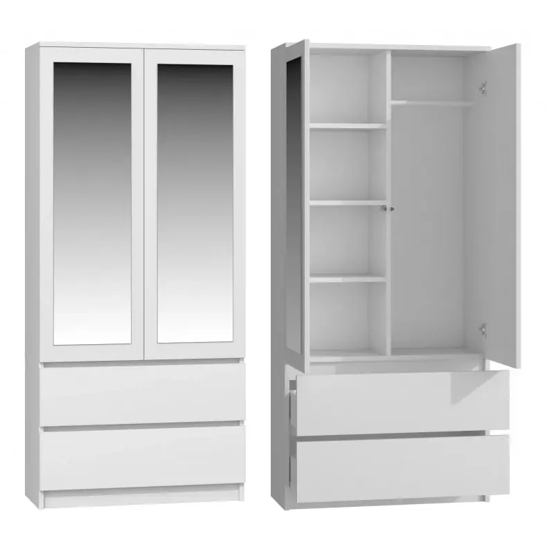 Šatní skříň 90 cm se zrcadlem TAAVI - bílá Bezpečná Platba